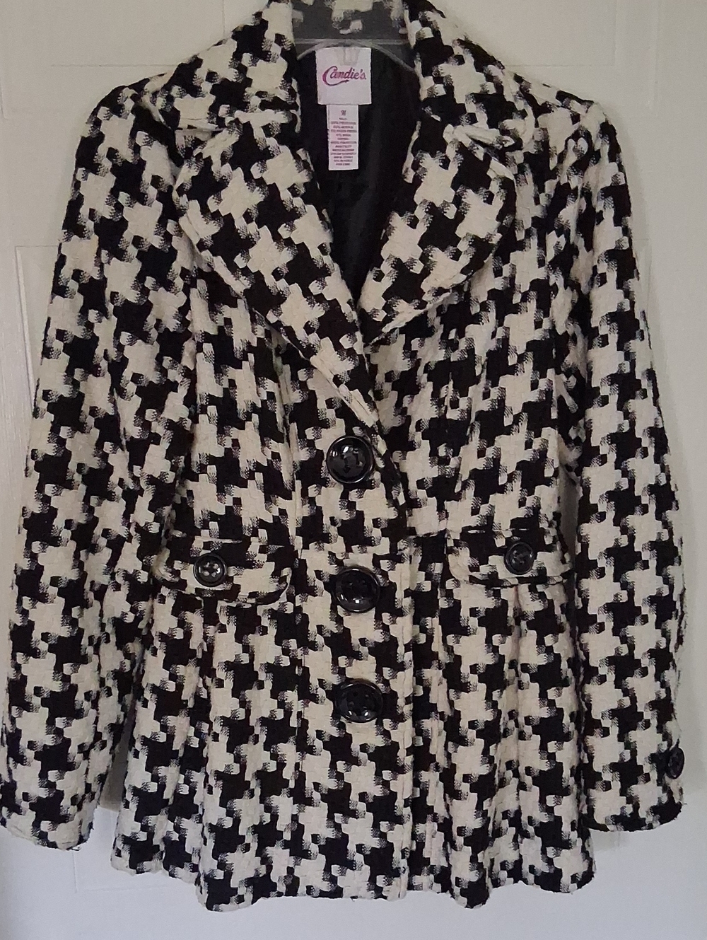 Candie's Black and White Houndstooth Womens Blazer Jacket